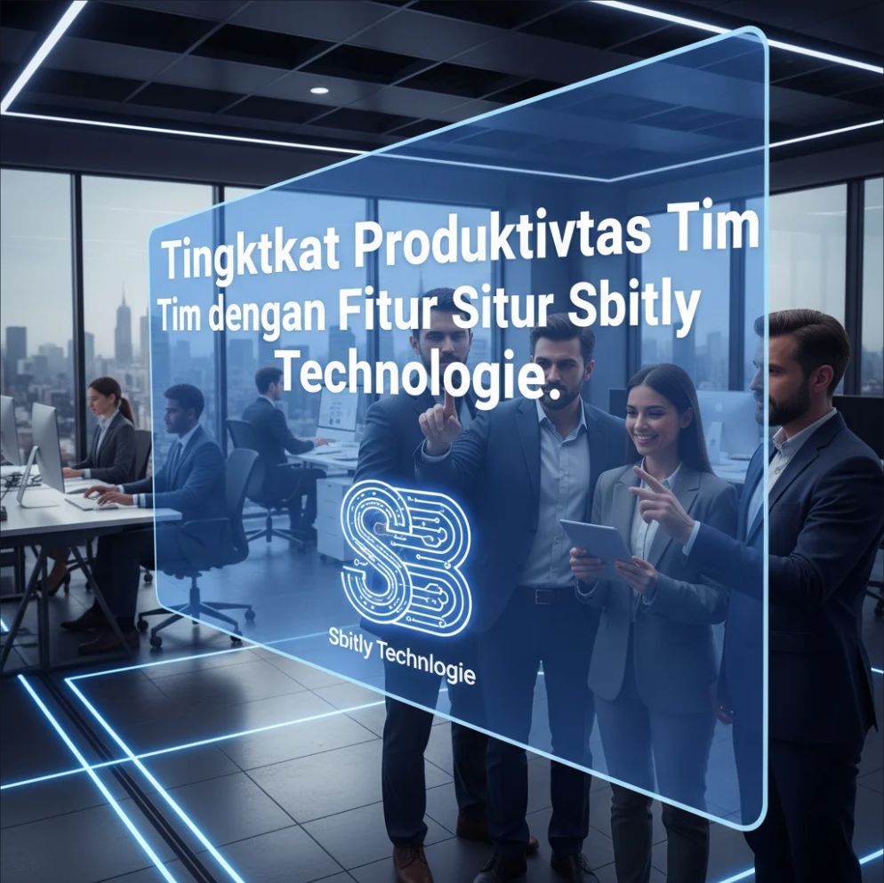 Tim bisnis berkolaborasi menggunakan platform digital Sbitly Technologie