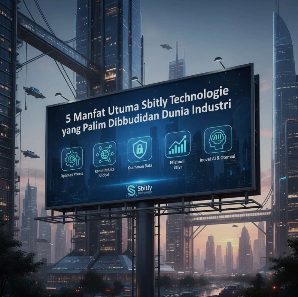 Tim teknisi industri sedang menggunakan teknologi digital berbasis Sbitly untuk meningkatkan efisiensi kerja