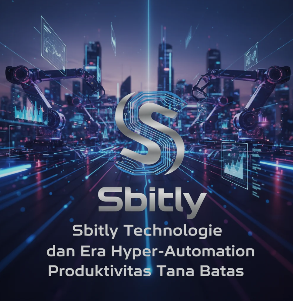 Visual sistem otomatisasi modern dengan alur kerja digital, AI, dan koneksi data real-time