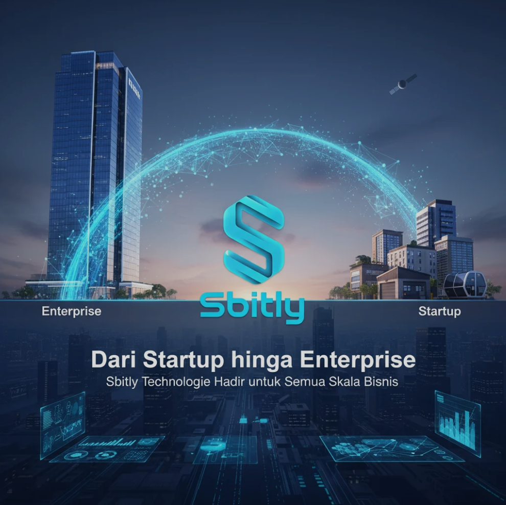 Tim bisnis dari berbagai ukuran—startup kecil hingga kantor enterprise—terhubung melalui jaringan digital modern