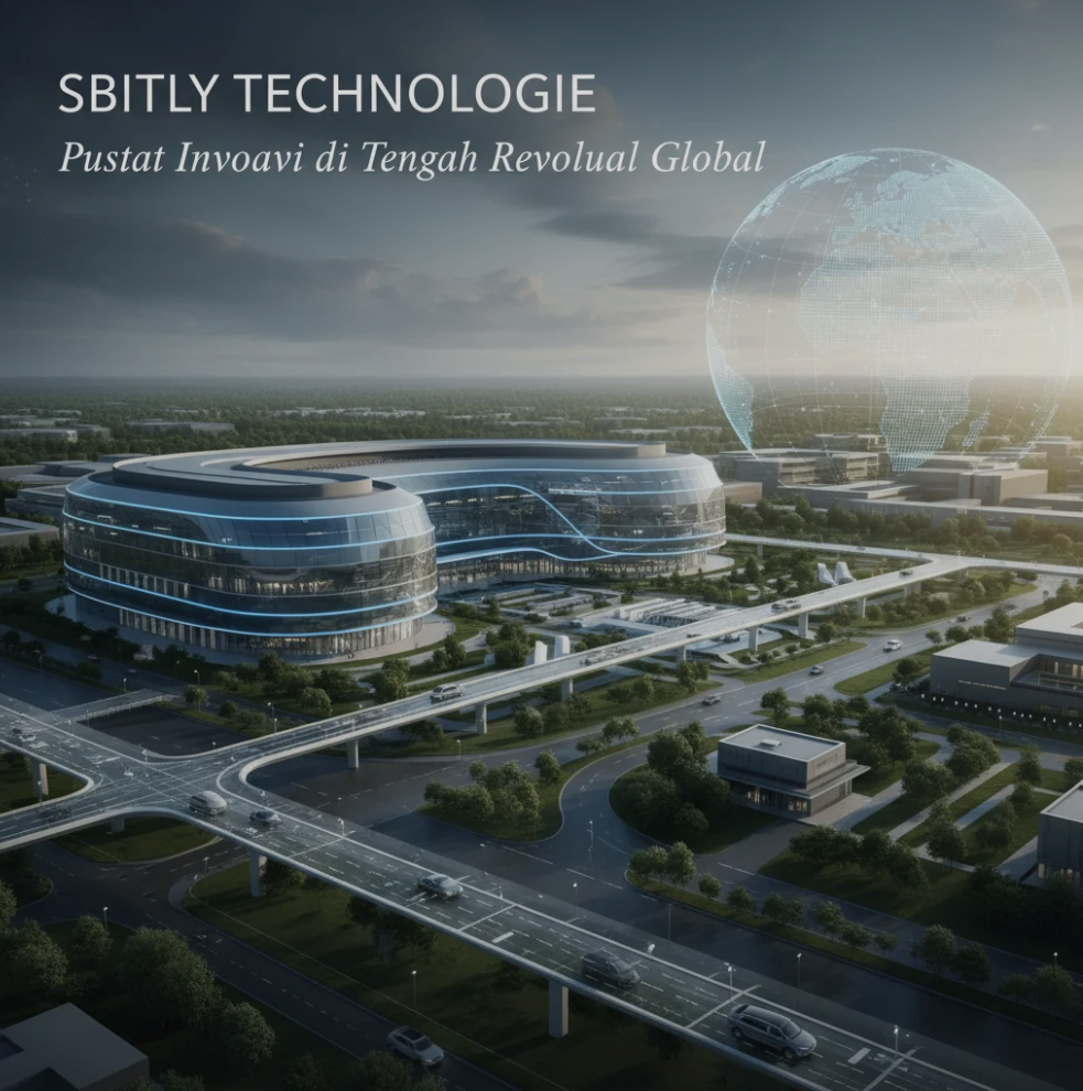 Modern tech workspace with servers, digital interfaces, and innovative technology representing Sbitly Technologie